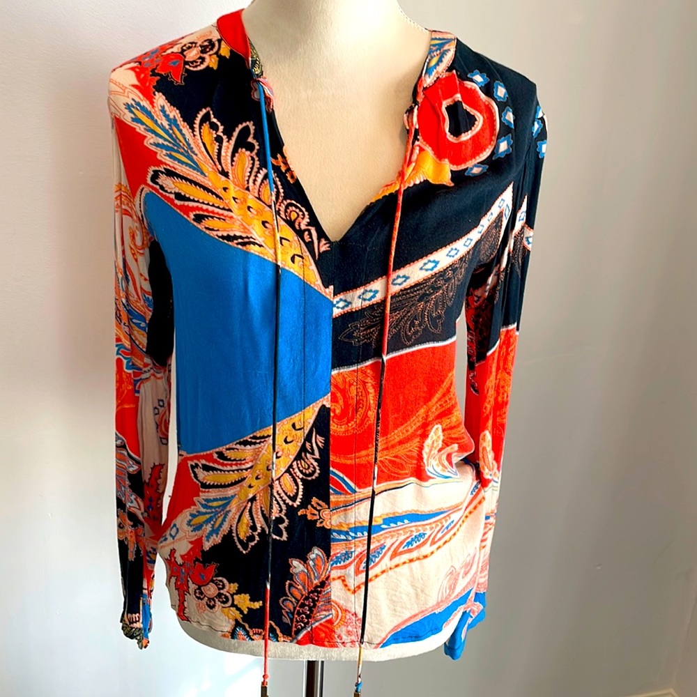 Super Funky cool Long sleeve Top with cute gold beaded trim